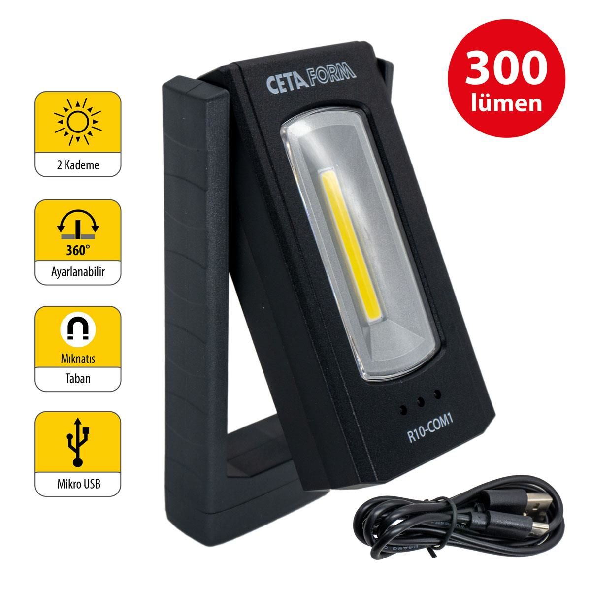 Şarjlı LED Kompakt Çalışma Lambası - 400 Lümen