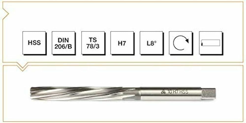 MTE HSS DIN 206 L-RN EL RAYBASI 8 MM H7