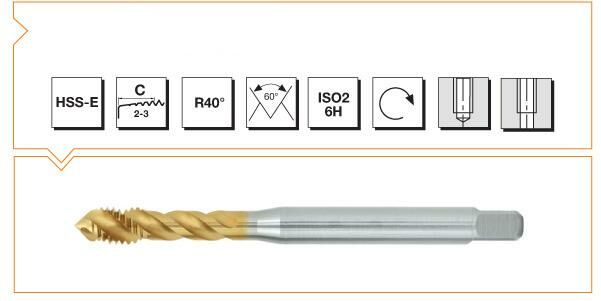 MTE HSSE TIN DIN371/C 40º M.KLZ M8(6H)GALAKS