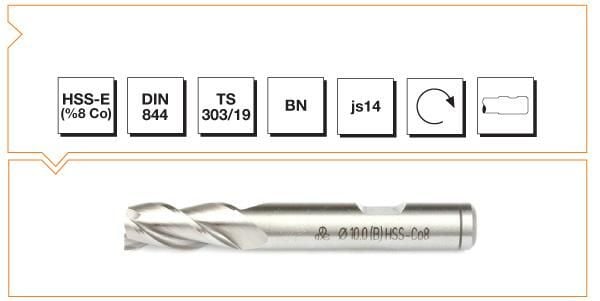 MTE HSSE CO8 DIN 844/BN PARMAK FREZE 6 MM KISA