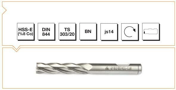 MTE HSSE CO8 DIN 844/BN PARMAK FREZE 8 MM UZUN
