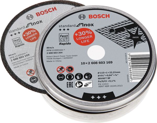 BOSCH SDInox Rap.Kesme Taşı 115*1,0 mm 10'lu