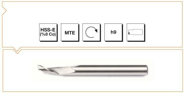 MTE HSS-CO8 MTE FORMU TEK AĞIZLI ALÜMİNYUM FREZE 5X8X60 MM