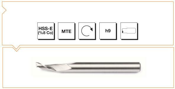 MTE HSS-CO8 MTE FORMU TEK AĞIZLI ALÜMİNYUM FREZE 5X8X60 MM