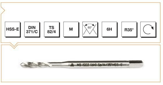 MTE HSSE DIN 371/C MAKİNA KILAVUZU 35'  HELİS  M  4
