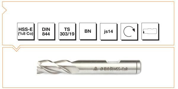 MTE HSSE CO8 DIN 844/BN PARMAK FREZE 6  MM KISA