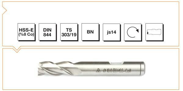 MTE HSSE CO8 DIN 844/BN PARMAK FREZE 9  MM KISA