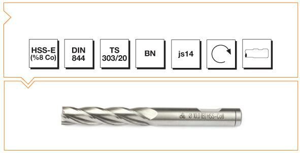 MTE HSSE CO8 DIN 844/BN PARMAK FREZE 8  MM UZUN